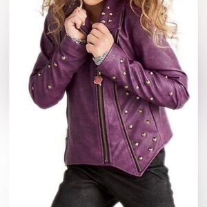 Disney Store Maleficent Jacket Girls 7/8 Descendants Faux Leather Purple Studded